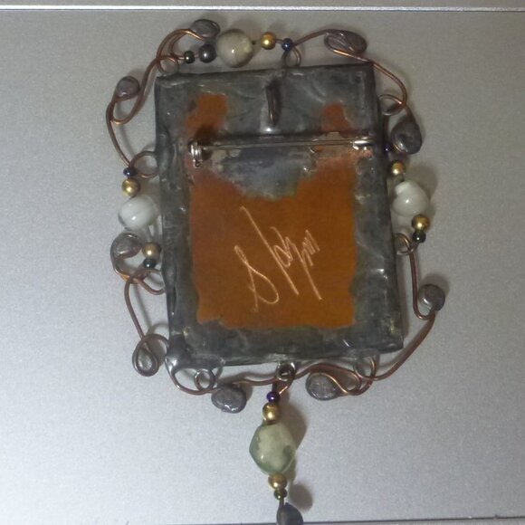 Vintage Polish "Miniatures from Behem's Codex" Stamp Brooch/Pendant - Picture 6 of 9